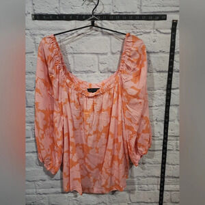 Sanctuary boho shirt in orange and soft, peachy pink Size 2X NEW